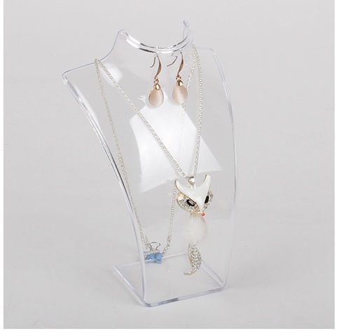 5Pcs Clear Acrylic Necklace Display Bust Stand 21cm High - Click Image to Close