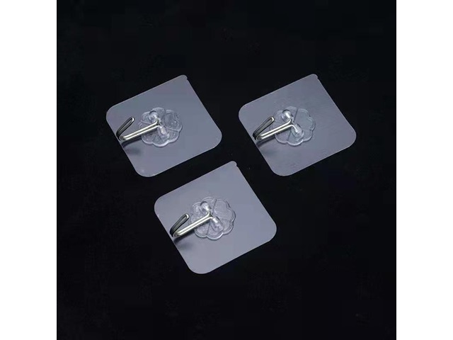 50Pcs Clear Self-Adhesive Sticky Hooks Holder Wall Door Hanging - Click Image to Close