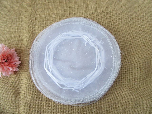 100 White Tulle Round Circles Wedding Favor 26cm Dia - Click Image to Close