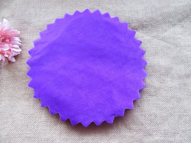 100 Purple Scalloped Edge Tulle Round Circles Wedding Favor - Click Image to Close