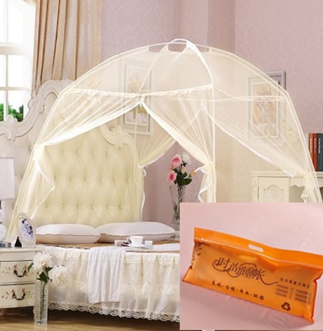 1X New Bed Canopy / Mosquito Net Tent Tour 2x1.8m Ivory Border - Click Image to Close