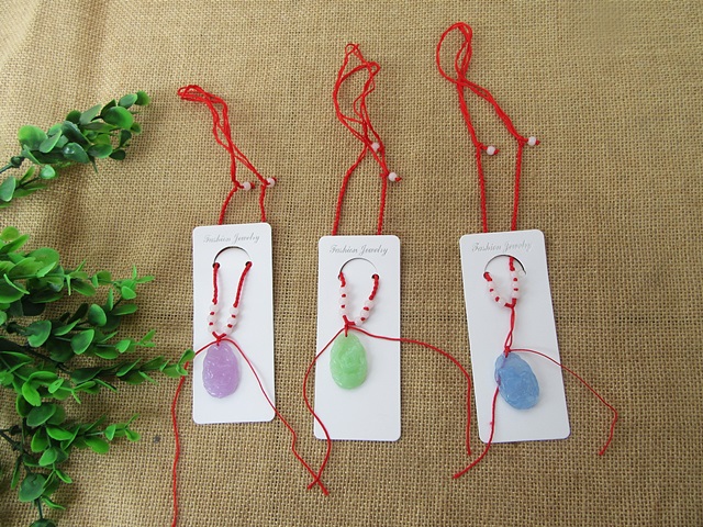 6Pcs Fashion Glass Necklaces with Red String Assorted Pendant - Click Image to Close