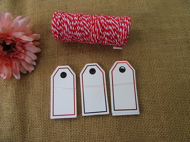 30Pcs White Gift Tags Label w/Cord Wedding Bomboniere Favour - Click Image to Close