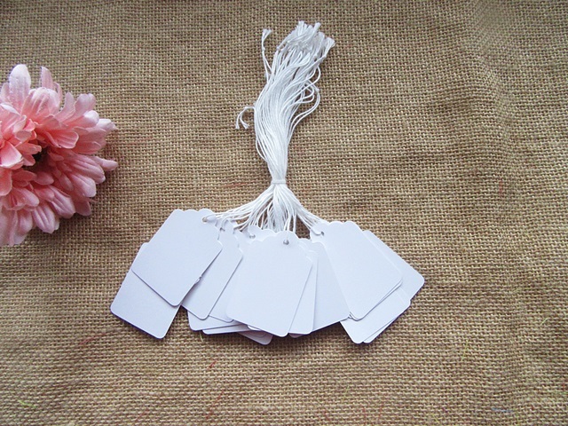 12Packs x 12Pcs White Paper Price Tags Labels Tie On String
