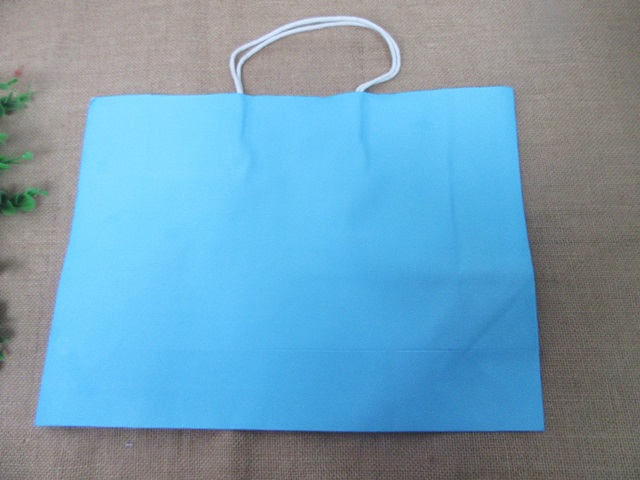 10Pcs New Kraft Paper Gift Carry Shopping Bag 30x42x13cm Blue - Click Image to Close