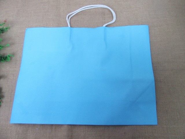 10Pcs New Kraft Paper Gift Carry Shopping Bag 30x42x13cm Blue