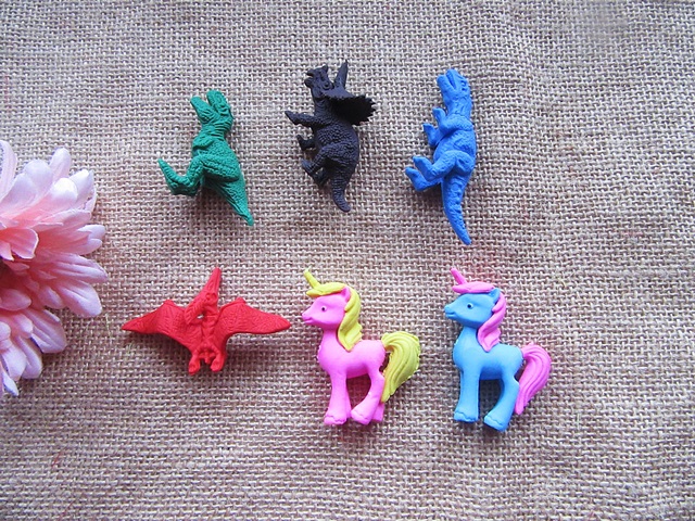 6Packs x 4Pcs Unicorn Dinosaur Pencil Erasers Set Gift Choice - Click Image to Close