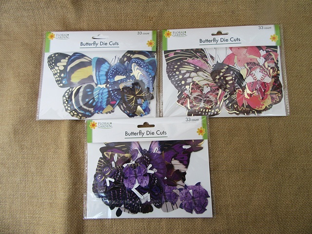 6Packs x 33Pcs Colorful Butterfly Die Cuts Craft DIY Projects