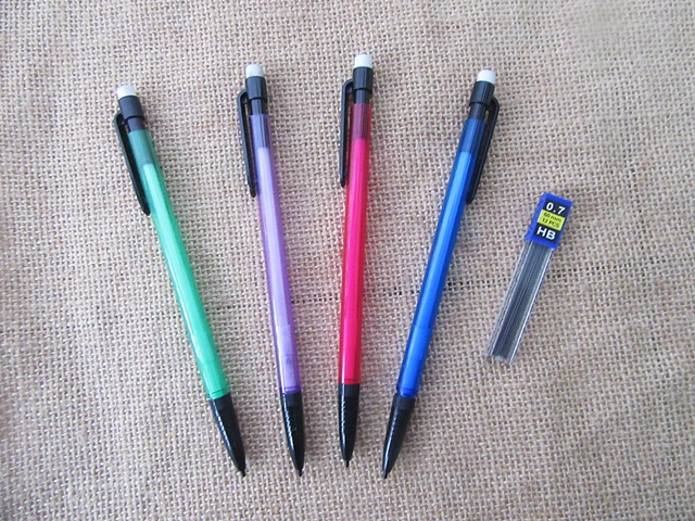 12Sheets x 4Pcs Mechanical Pen Automatic Pencils Home School Off - Click Image to Close