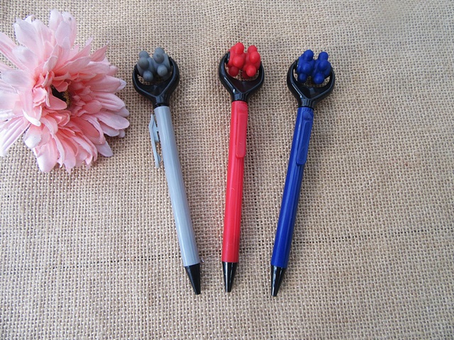 12Pcs Ball Pen with Rolling Massager Black Ink Home School Offic - Click Image to Close