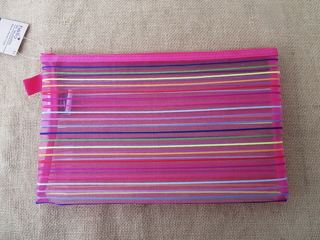 12Pcs Transparent Mesh Pencil Case Zipper Bag Mixed - Click Image to Close