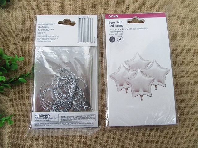 6Sheets X 4Pcs Star Foil Balloons Birthday Shower Favor