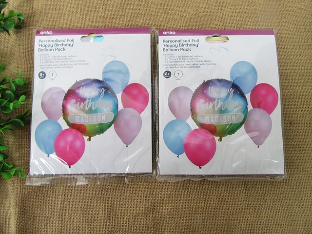 6Packs Personalized Foil Happy Birthday Balloon Pack Party Favor - Click Image to Close