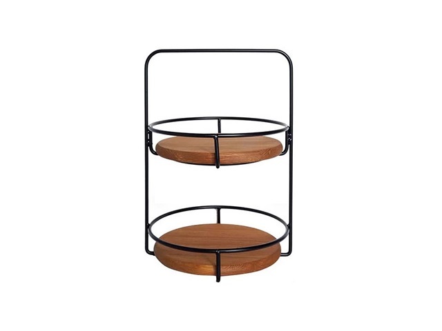 1Set Wooden HQ 2Tiers Decorative Cake Stands Holder Wedding Part - Click Image to Close