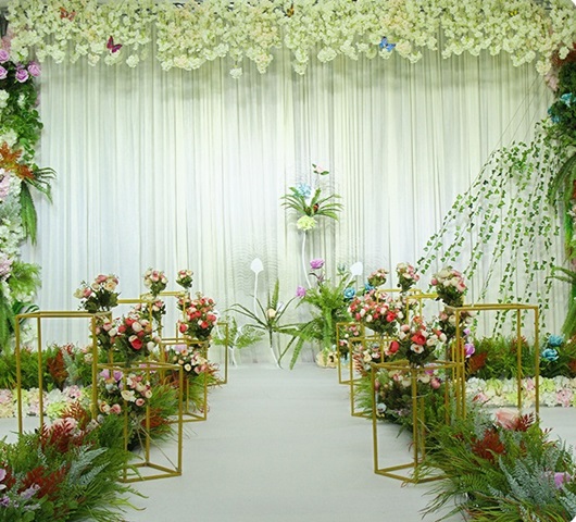 1Set x 4Pcs Golden Plinth Frame Pedestal Wedding Display Stand - Click Image to Close