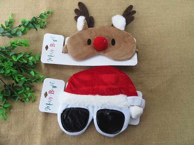 6Pcs Sleeping Relax Useful Eye Mask Santa Claus Reindeer Christm - Click Image to Close