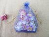 100Pcs Blue Heart Printed Drawstring Jewelry Gift Pouches 22x16c