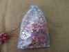100Pcs White Rose Printed Drawstring Jewelry Gift Pouches 21x14.