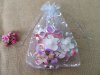 100Pcs White Heart Printed Drawstring Jewelry Gift Pouches 23x17