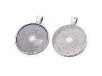 20Pcs Round Metal Silver Pendant Cabochon Settings