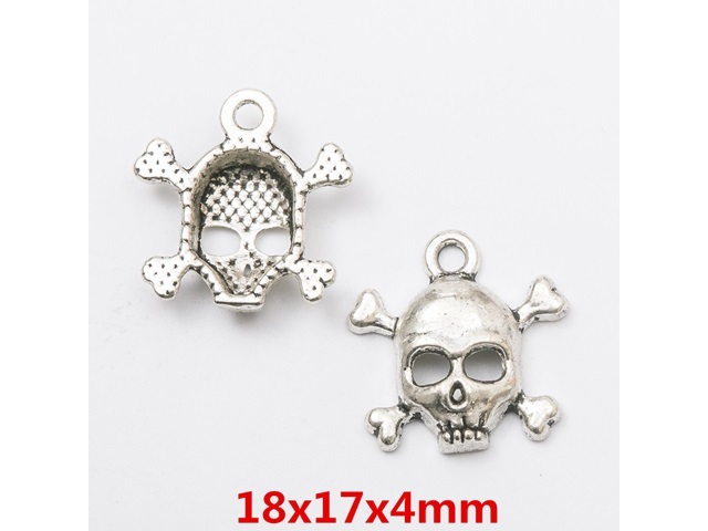 100Pcs Skull Beads Pendants Charms Jewelry Finding 18x17x4mm
