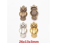 100Pcs Owl Beads Pendants Charms Jewelry Finding 26x13x3mm Mixed