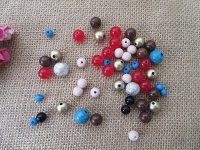 250g Colorful Various Size Round Plastic Beads Mixed Color