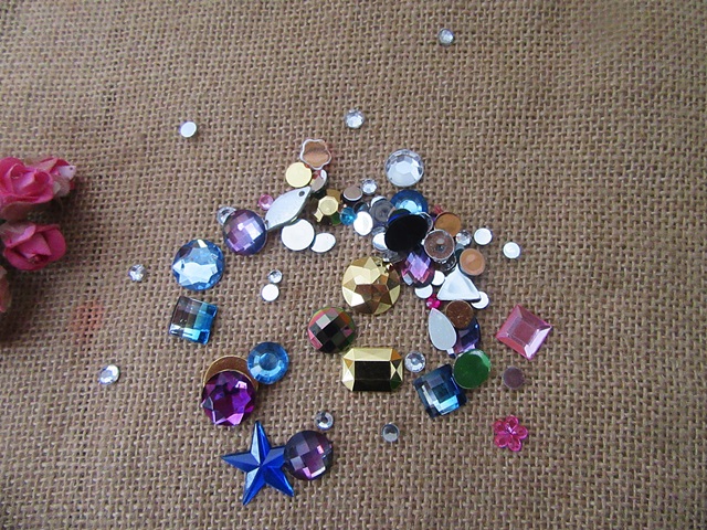 150g Premium Flatback Diamonds Gemstones Rhinestones Assorted - Click Image to Close