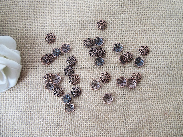 500Pcs Bronze Plated Antique Filigree Flower Beads Caps Jeweller