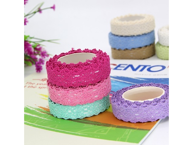 6Rolls Cotton Lace Edging Sticker Tape Cellphone Scrapbook - Click Image to Close