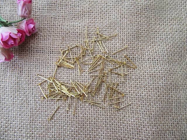 20Packs x 100Pcs Golden Plated Head Pins Jewellery Findings 16mm - Click Image to Close