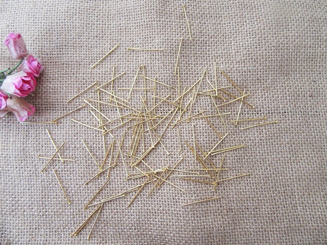 12Packs x 100Pcs Golden Plated Head Pins Jewellery Findings 32mm
