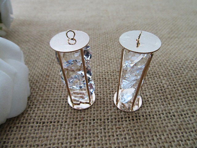 3x6pcs Mini Caged Triple Crystal Pendant Jewellery Accessories