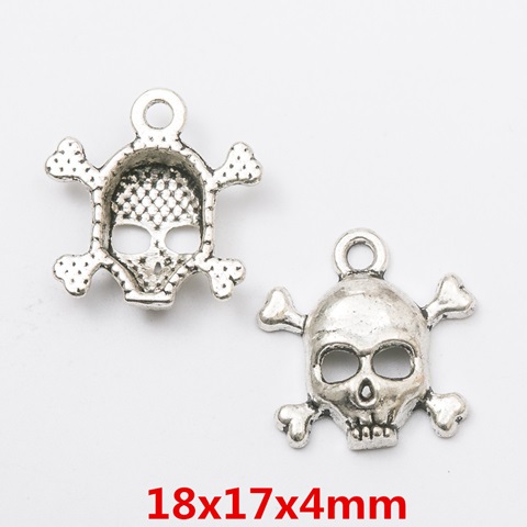 100Pcs Skull Beads Pendants Charms Jewelry Finding 18x17x4mm - Click Image to Close