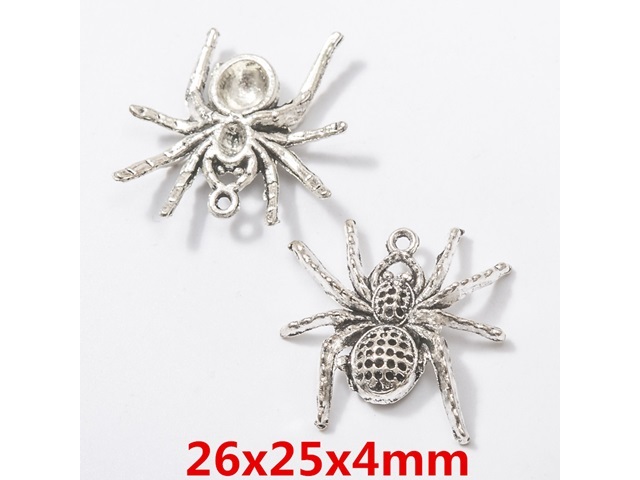 50Pcs Spider Beads Pendants Charms Jewelry Finding 26x25x4mm