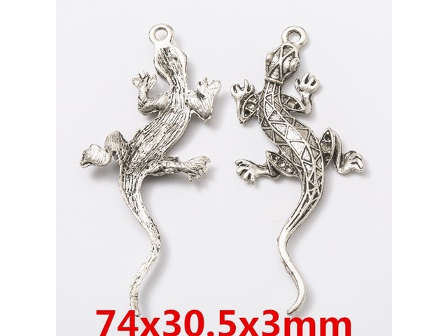 20Pcs Lizard Beads Pendants Charms Jewelry Finding 74x30x3mm - Click Image to Close