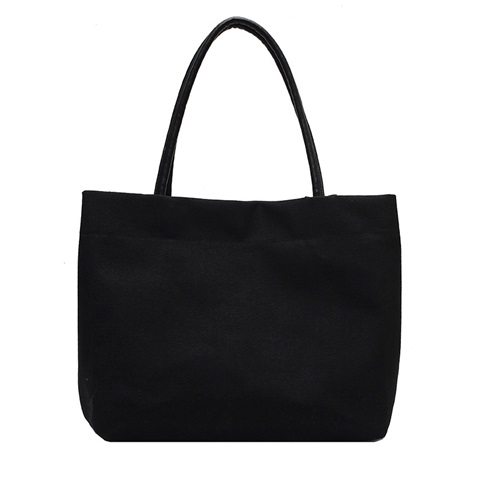 1Pc Simple Black Hemp Handbag Tote Shoulder Bag Women's Bag - Click Image to Close