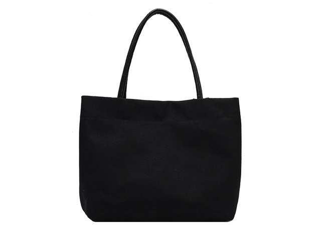 1Pc Simple Black Hemp Handbag Tote Shoulder Bag Women's Bag