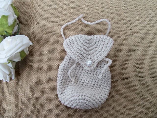 3Pcs Cute Off-White Crochette Coin Purse Pearl Lock Coin Pouch