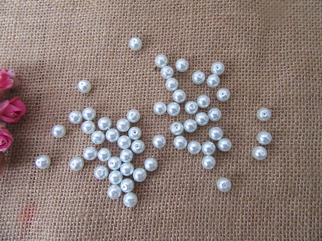 350Pcs White Round Simulate Pearl Loose Beads Jewellery Findings - Click Image to Close