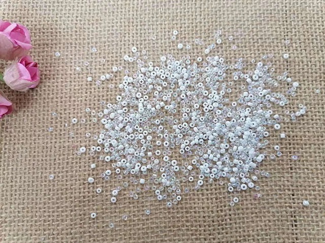 250g Transparent and White Color Glass Seed Beads Jewellery Maki - Click Image to Close