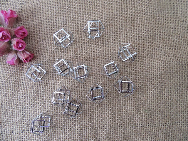 20Pcs Hallow Cuboctahedron Shaped Metal Beads DIY Jewellery Maki - Click Image to Close