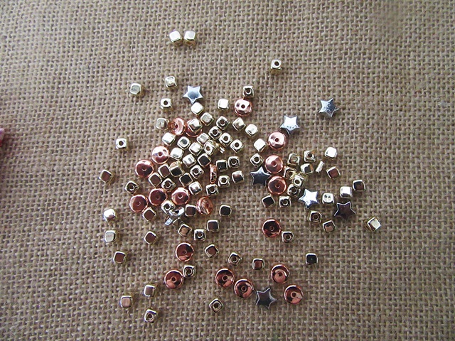 150g Shiny Metalic Plastic Beads Jewelry Making - Click Image to Close