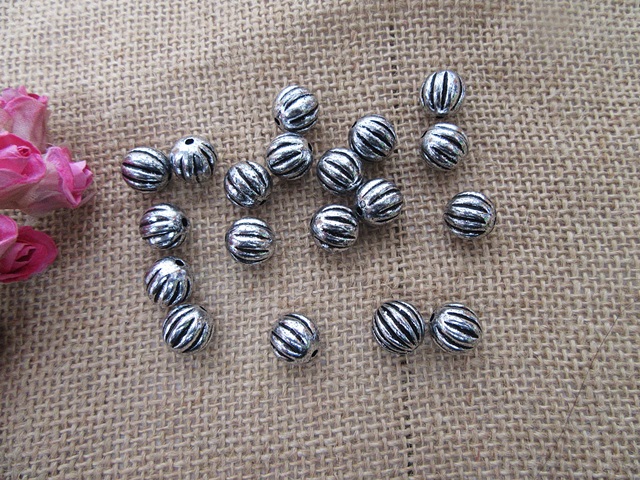 200Pcs Round Rondelle Spacer Beads Stripe Beads for Jewelry Maki - Click Image to Close