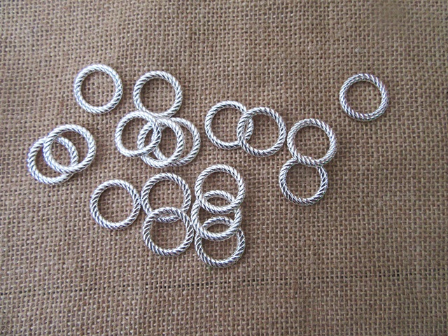 100Pcs Silver Color Twisted Circle Beads DIY Jewelry Finding - Click Image to Close