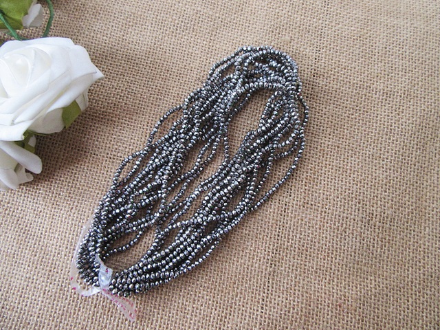 12Strand x 140Pcs Gray AB Color Faceted Plastic Beads 3mm - Click Image to Close