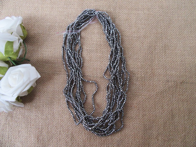 12Strand x 190Pcs Gray AB Color Faceted Plastic Beads 3mm - Click Image to Close
