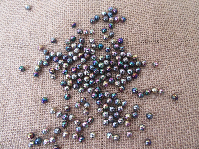 250g (2500Pcs) Metallic AB Round Faceted Beads NO Hole - Click Image to Close