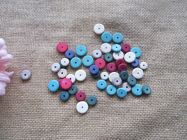 250g Flat Round Circle Gemstone Beads Spacer Beads Mixed Color - Click Image to Close