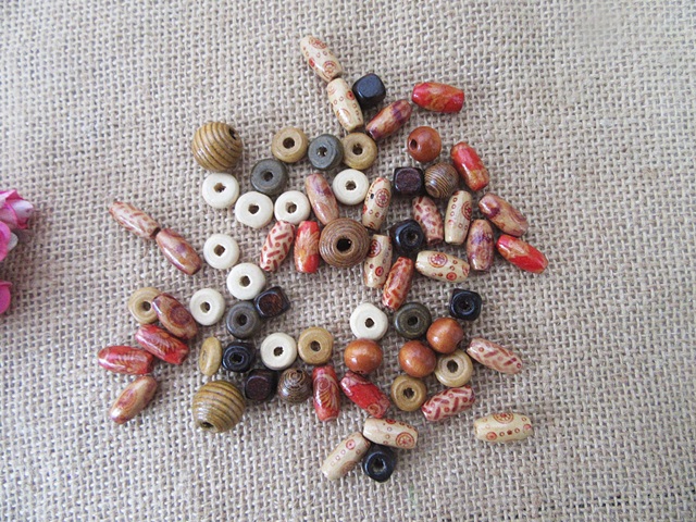 250g Wooden Beads Macrame Charms DIY Jewellery Making Crafts - Click Image to Close